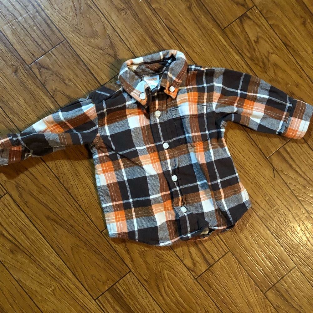 Baby boy flannel plaid shirt, 3-6 months